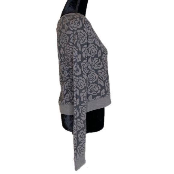 Abercrombie & Fitch Womens Gray Floral Long Sleeve Cropped Sweatshirt Size L - Picture 5 of 8